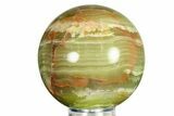 Polished Green Banded Calcite Sphere - Pakistan #301452-1